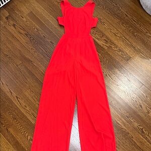 BCBGMaxAzria Red Wide-Leg Sleeveless Jumpsuit